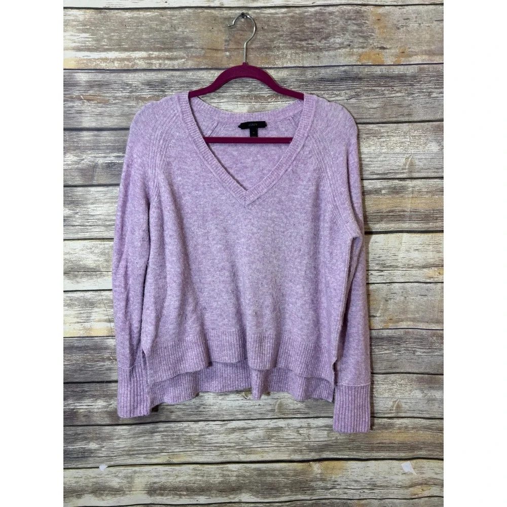 J. Crew Supersoft Yarn V Neck‎ Sweater Heather Smoky Wisteria Lavender Purple M